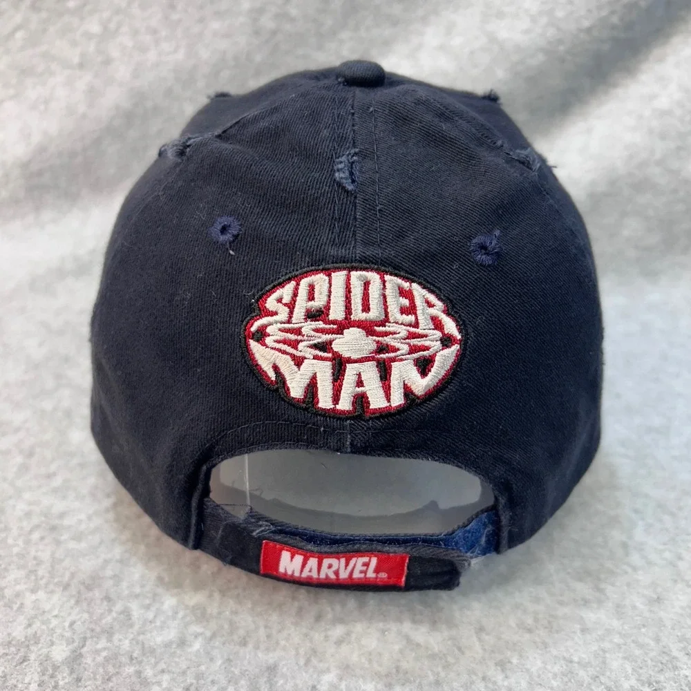 Spiderman Mask Kids Navy Marvel Ball Cap Distressed Adjustable One Size